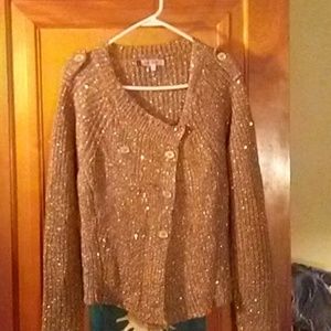 Jennifer Lopez JLo Gold Metallic Sequin Cardigan
